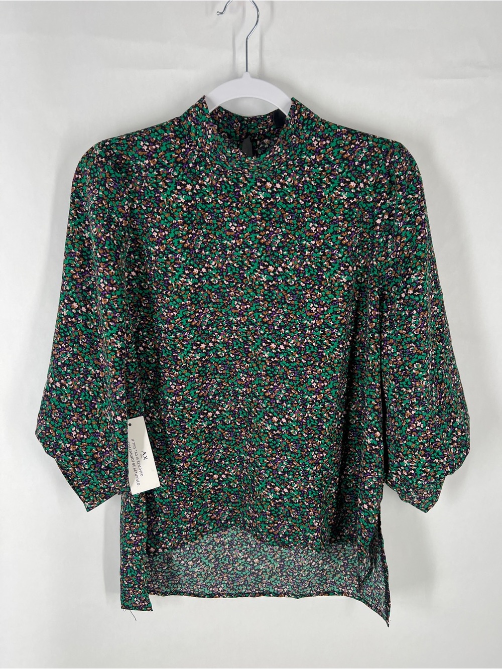 AX Paris Floral High Neck Balloon Sleeve Blouse Size 6 NWT
